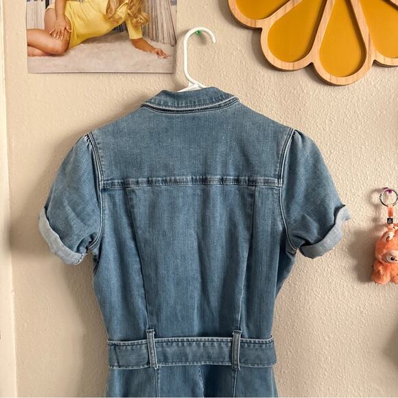 Paige Short Sleeve Anessa Denim Jumpsuit in Hailey 2 - Picture 7 of 11